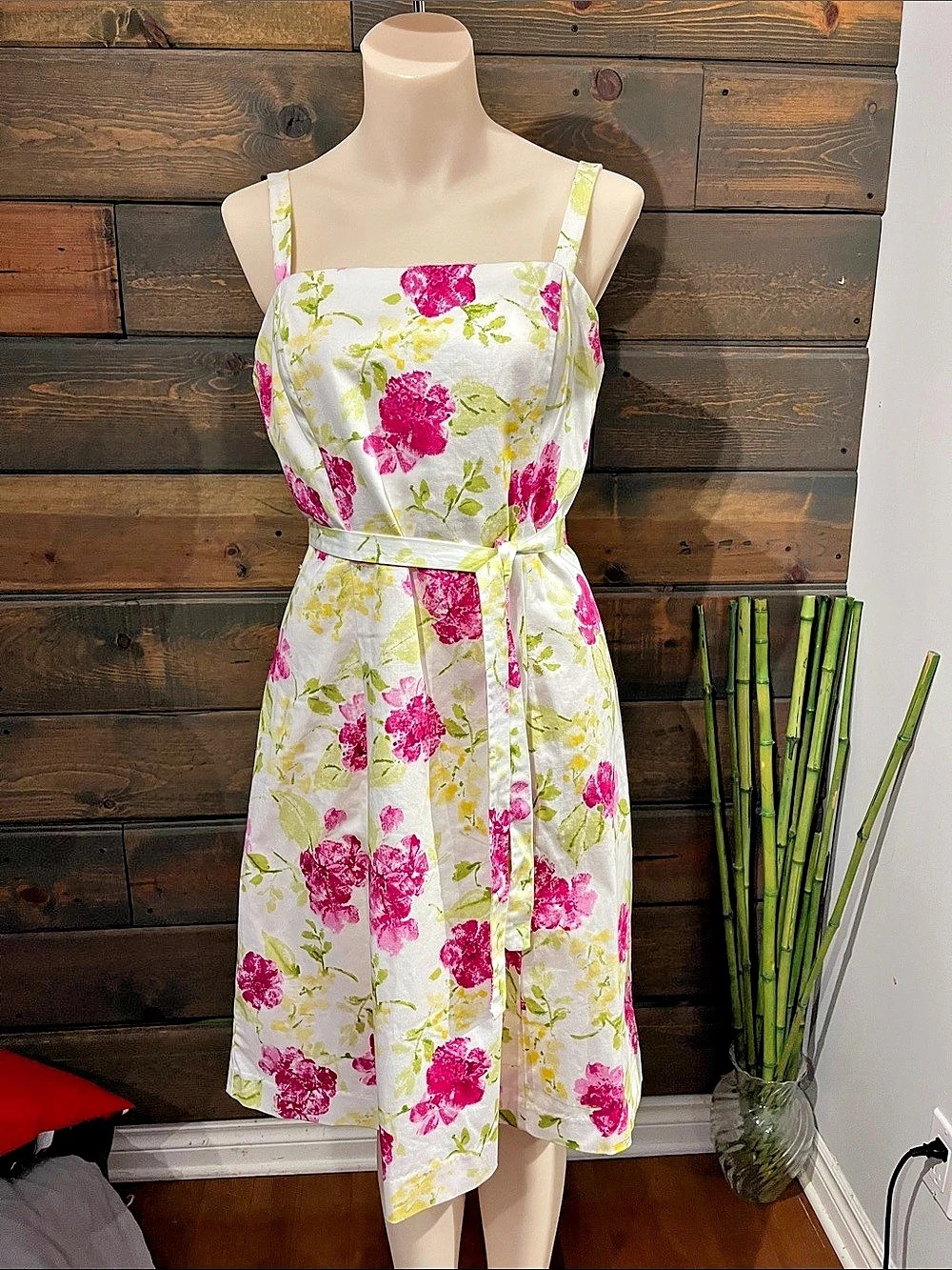 K & Company Floral Midi Dress White & Pink Size 10 Like New